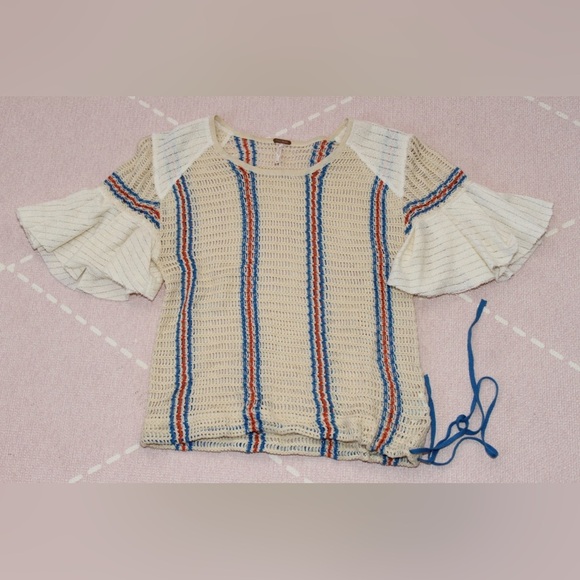 FREE PEOPLE Babes Only Open Knit Top Juniors XS - Picture 2 of 5